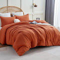 CozyLux Oversized King Comforter Set Terracotta, 3 Pieces 120x98 Solid by CozyLux
