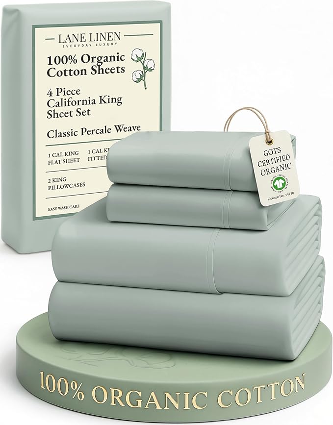 LANE LINEN 100% Organic Cotton California King Sheets Set, Soft & Comf Low Pill by LaneLinen