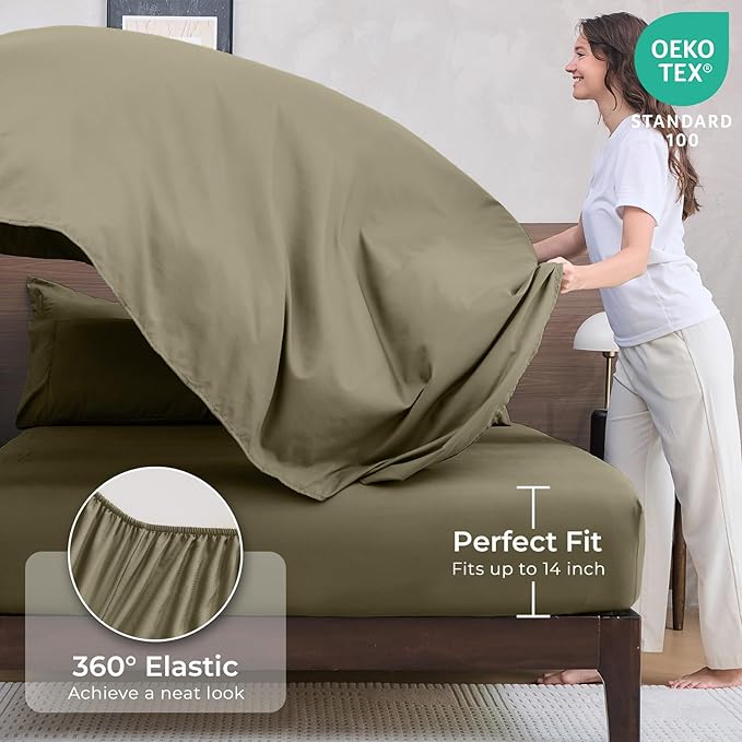 HEVUMYI Olive Green California King Comforter Set - Image 5