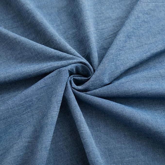 LOVQUE 100% Washed Cotton Duvet Cover King Size, Denim Blue Fade-Resistant - Image 6