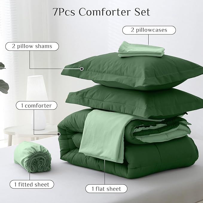 JOLLYVOGUE Queen Comforter Set, Ultra-Soft Bed in a Bag Queen Size 7 Pieces - Image 5