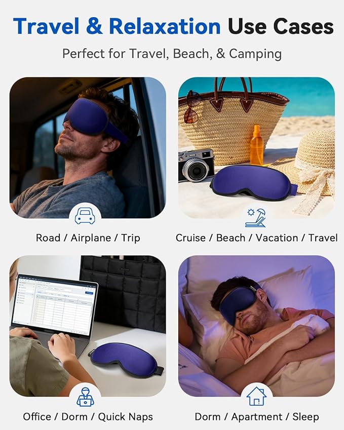 Weighted Blackout Sleep Mask, 3D Contoured Zero Eye Pressure, Lash-Friendly - Image 8