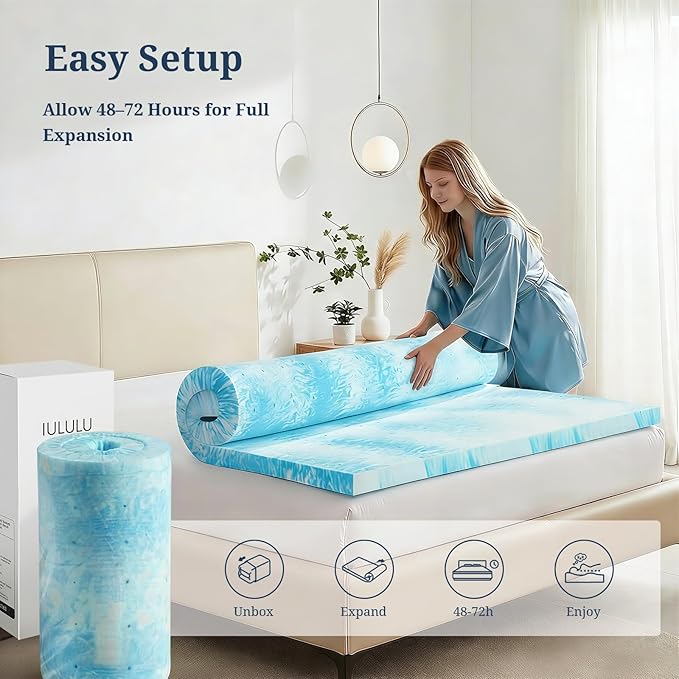 IULULU Cal King Size Mattress Topper, 4 Inch Gel Memory Foam Topper, Plush - Image 6