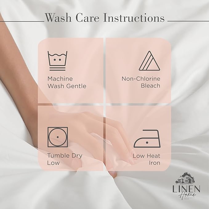 Linen Home 100% Cotton Percale Sheets Queen Size, Brushed Rose, Deep Pocket - Image 5
