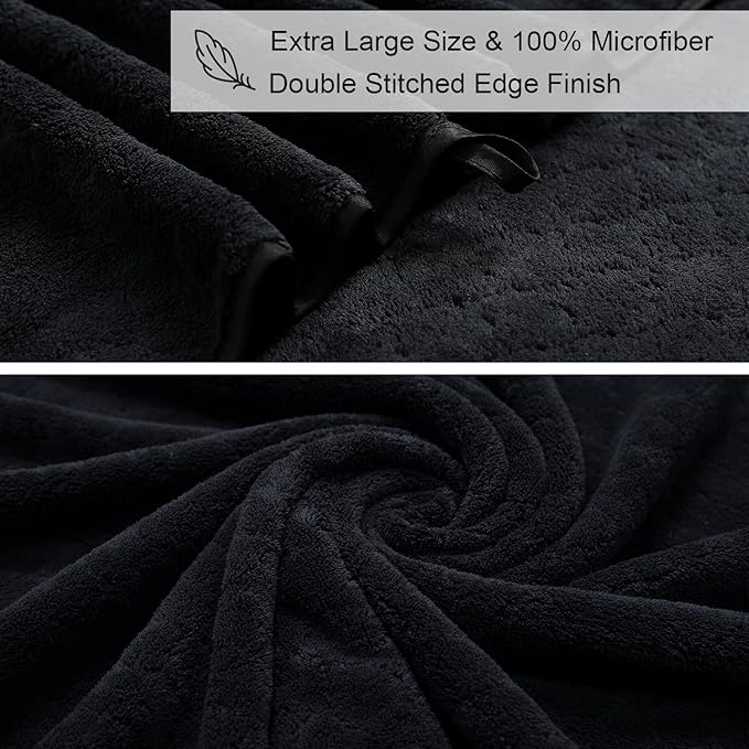 8-Piece Black Bath Towels Set, 2 Oversized Large Bath Towels Sheet, 2 Hand - Image 7