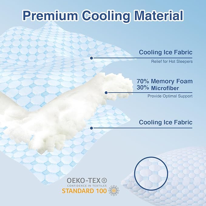 Favocama Cooling Pillow for Sleeping, Shredded Memory Foam Pillows Standard - Image 4