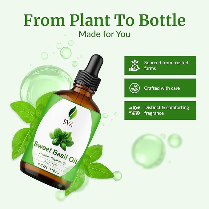 SVA Sweet Basil Essential Oil – 4 Fl Oz – 100% Natural Basil Oil - Image 4