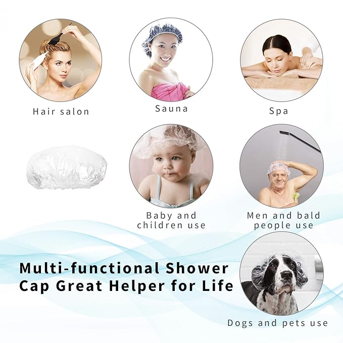 50PCS Disposable Shower Caps, Plastic Clear Thickening Bath Hair Cap and Thick - Image 5