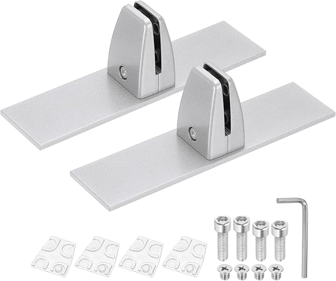 PATIKIL 1.8x1.3x2.5" Desk Divider Support Clamp, 2 Pcs Aluminum Desk Shield Clamp Desk Divider Partition Clamp Sneeze Guard Clamp Bracket for Office Home Desk Panel, Silver