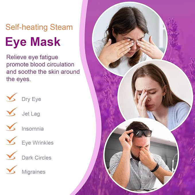 20 Packs Steam Eye Mask, Lavender Steam Eye Masks Disposable, Self-Heating - Image 3