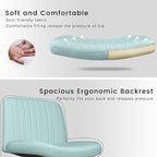 PUKAMI Criss Cross Chair with Wheels,Fabric Padded Armless Cross Legged Office Desk Chair for Home Office,Modern Swivel Height Adjustable Wide Seat Computer Task Vanity Chair(Mint Green)