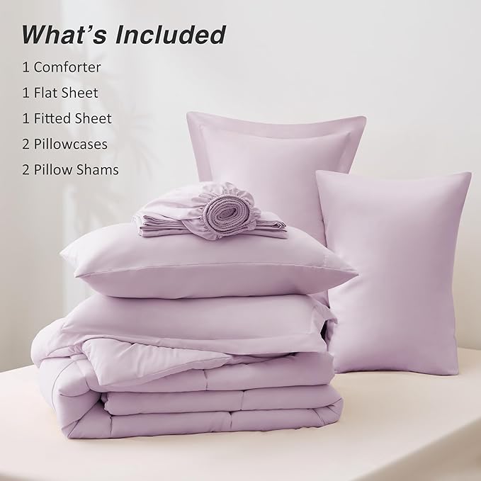 Love's cabin California King Comforter Set Light Purple, 7 Pieces California - Image 8