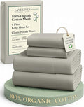 LANE LINEN 100% Organic Cotton King Sheet Set, Soft & Comfy Percale Eco by LaneLinen