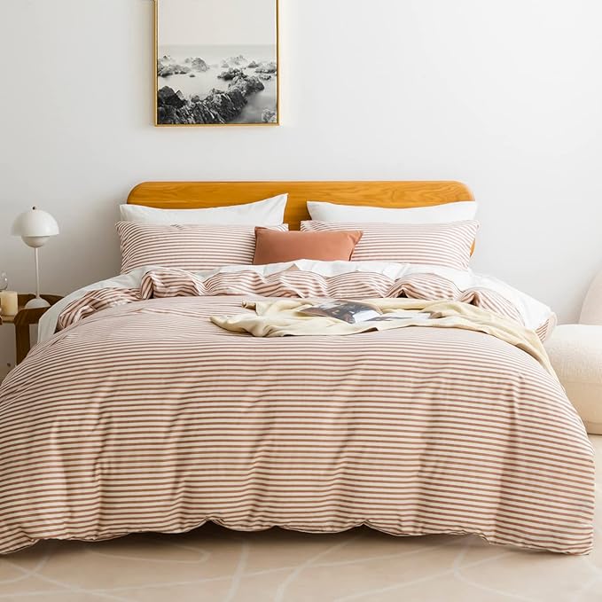 JELLYMONI 100% Natural Cotton 2pcs Striped Duvet Cover Sets, by JELLYMONI