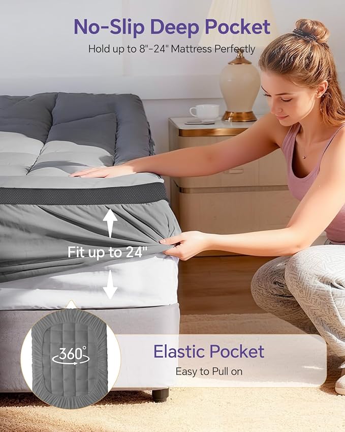 ChiXpace Dual Layer 4 Inch Memory Foam Mattress Topper Queen - Image 5