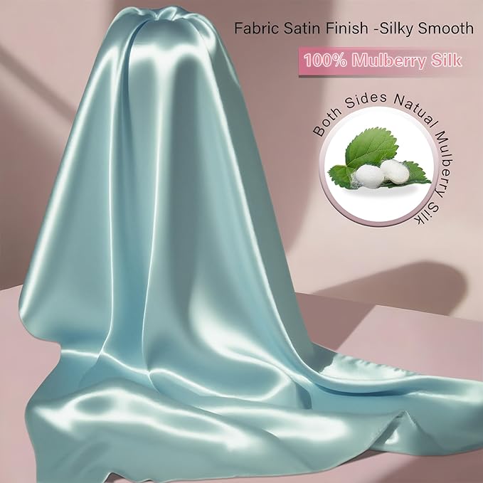 Mulberry Silk King Size Pillow Cases Set of 2, Ultra Smooth Soft Breathable - Image 2