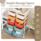 GOFLAME 10-Drawer Rolling Storage Cart, Art Craft Storage Organizer on Wheels, Multipurpose Movable Utility Cart for School, Office and Home, Macaron Color