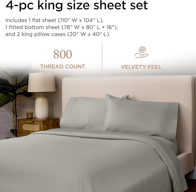 Threadmill Luxury 800 Thread Count King 100% Cotton Sheets - Image 2
