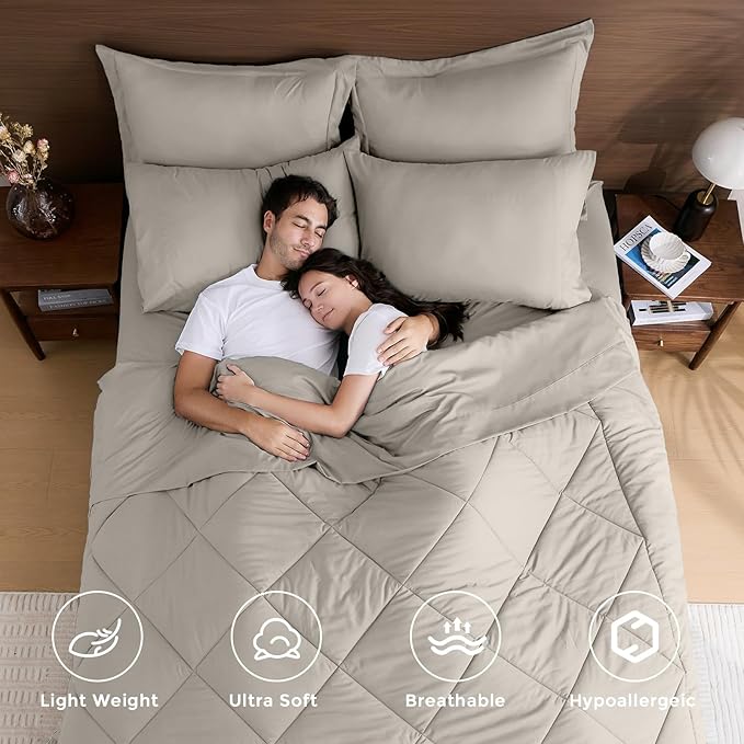 HEVUMYI Oatmeal Twin Comforter Set - Image 2