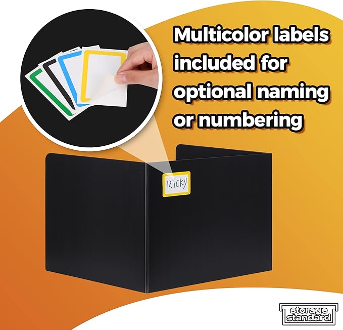 4-Pack Desk Dividers for Students - Durable & Waterproof Plastic Study Carrel Divider, Classroom Folders Teacher Supplies, Easy-to-Clean Plastic Privacy Shield Folder Boards for Student Desks, Black