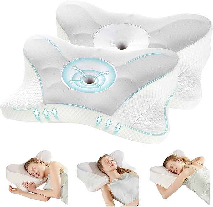 DUMOS Cervical Neck Pillow, Cooling Ergonomic Memory Foam Pillows by DumosLifestyle