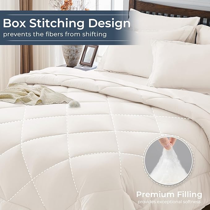 HEVUMYI Ivory Twin Comforter Set - Image 4