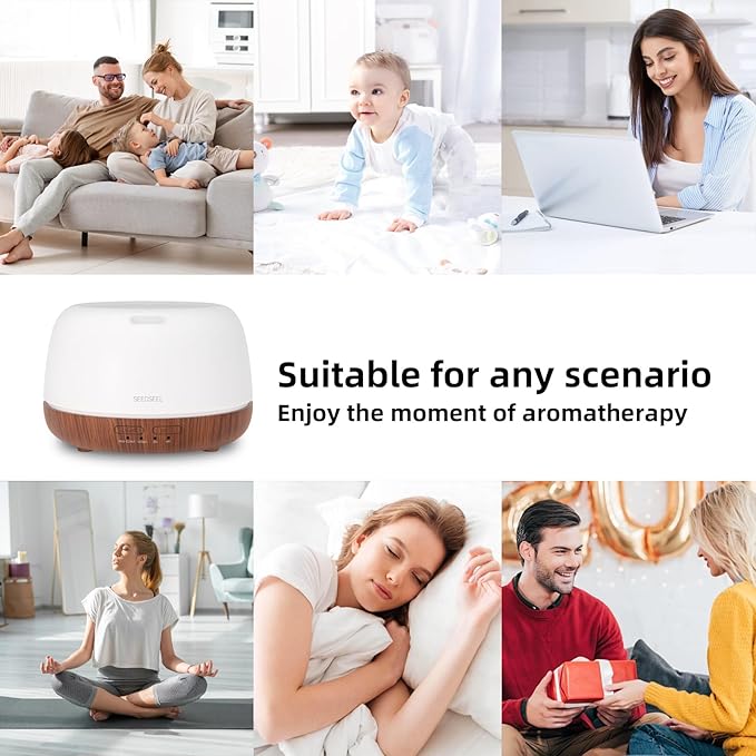 SEEDSEEL 300ML Essential Oil Diffuser, Mini Aromatherapy Diffuser - Image 4
