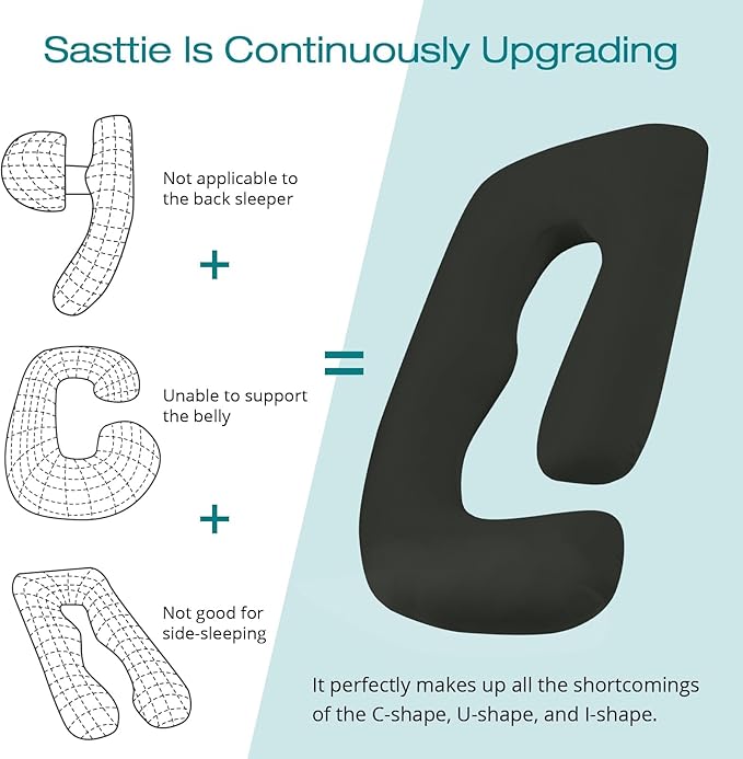 Sasttie Pregnancy Pillows for Sleeping, U Shaped Cooling Full Body Pillow - Image 5