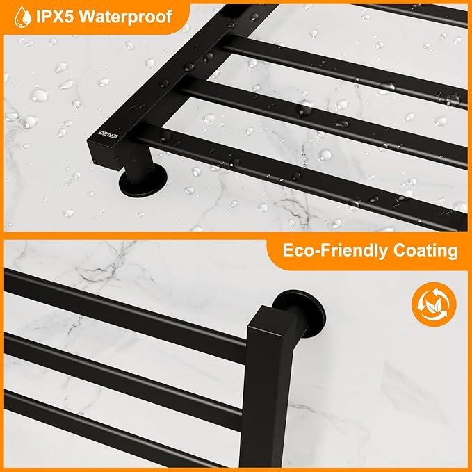 ENZE Smart Heated Towel Rack, 6-Bar Wall-Mounted Electric Towel Warmer 150W - Image 7