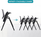 BLANEDUO Conference Room Chairs, Folding Office Desk Chair with Lumbar Support and Sliding Armrest, Stackable Office Guest Chairs & Reception Chairs 20 Pack with Wheels