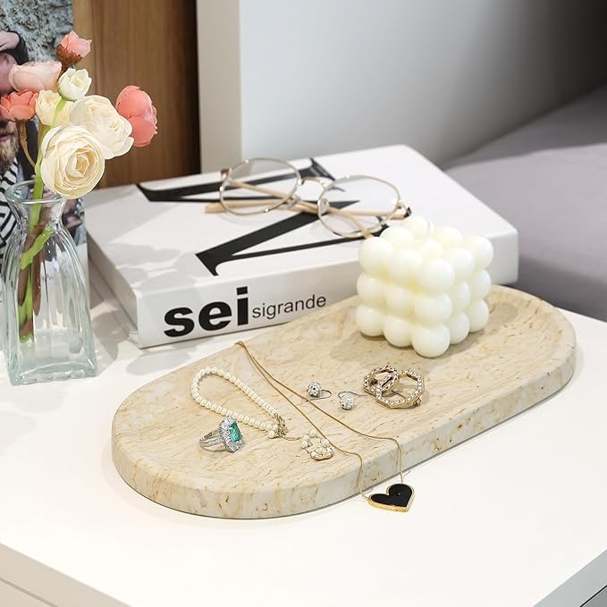 Koville Natural Marble Tray for Home Decor, Stone Perfume Organizer Jewelry - Image 6