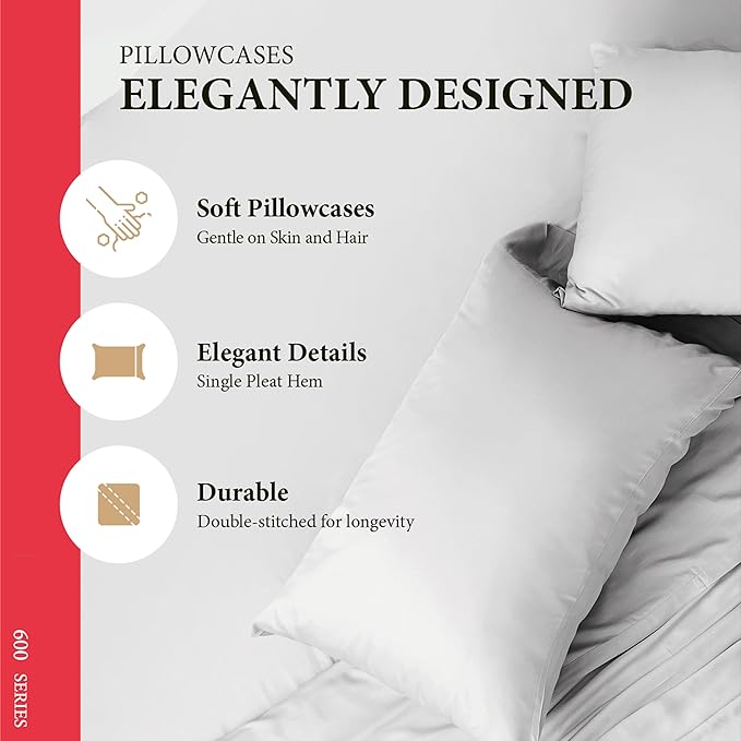 100% Egyptian Cotton Queen/Standard Pillow Cases Set of 2 - Image 4