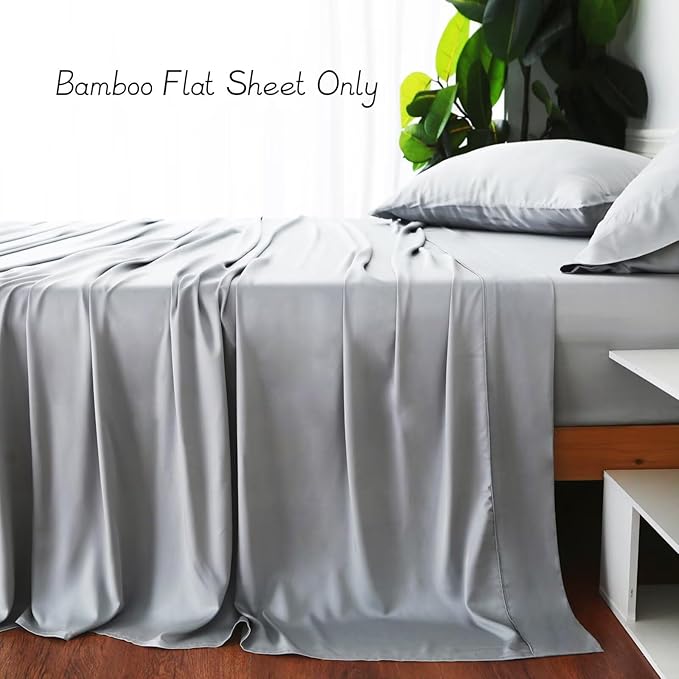Bamboo Viscose Flat Sheets Only, 400 Thread Count Sateen Weave Cal King Size - Image 4