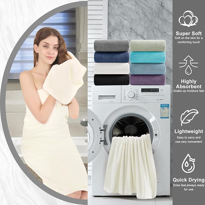 4 Piece Extra Large Bath Towel 35"x70" Oversized Bath Sheet Bath Towel Set - Image 8