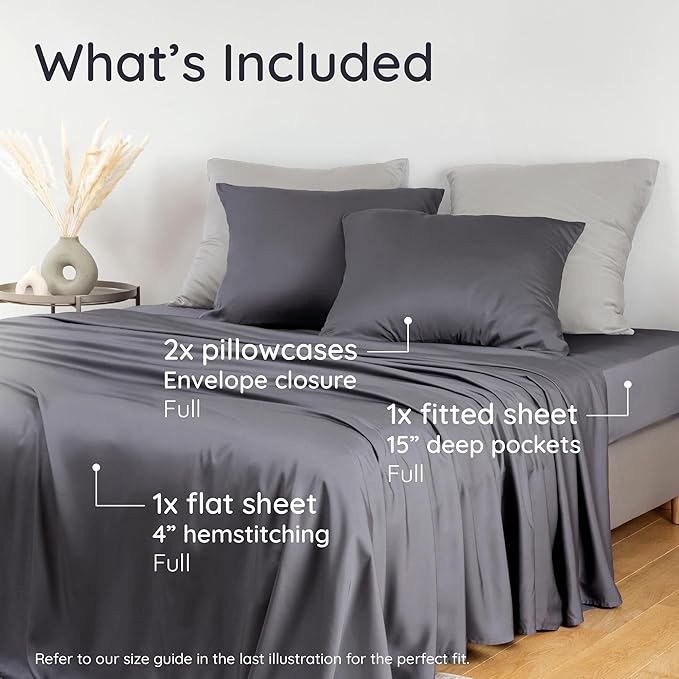 Bambaw 100% Viscose Derived from Bamboo Sheet Set Full Size – 4pcs Cooling - Image 2