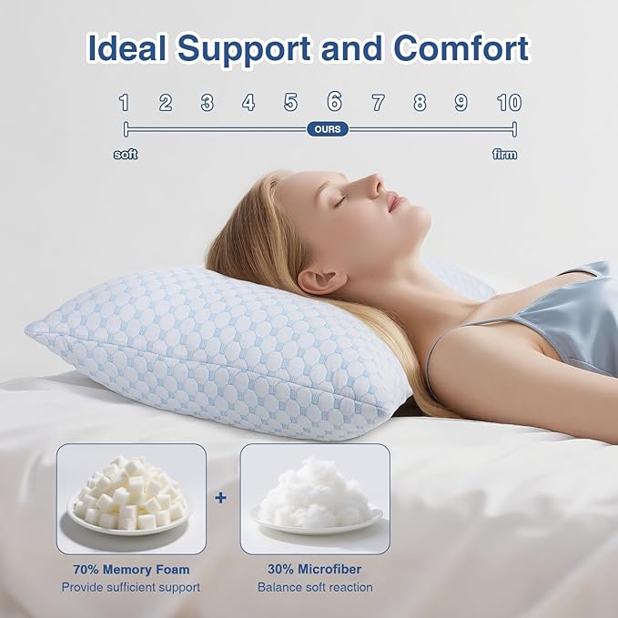 Favocama Cooling Pillow for Sleeping, Shredded Memory Foam Pillows Queen Size - Image 3
