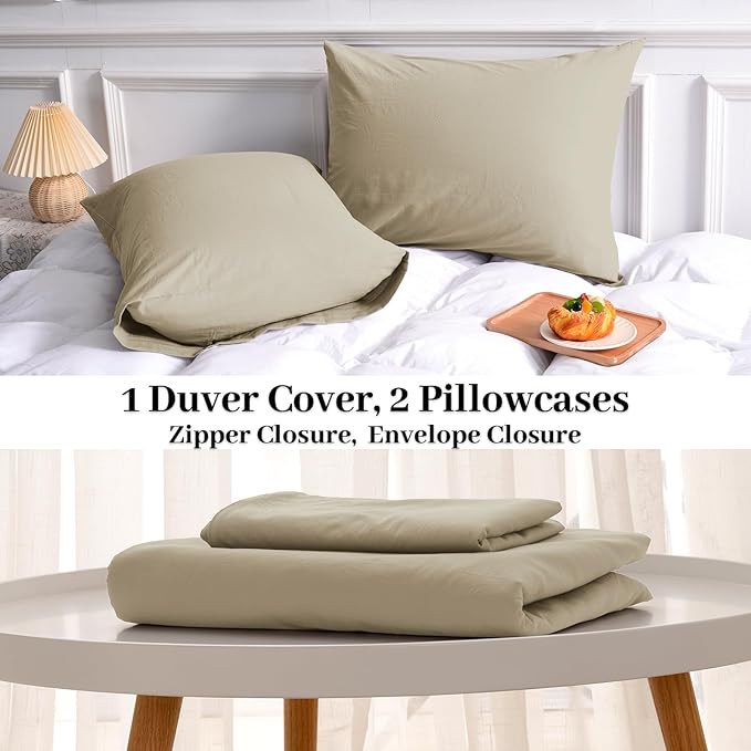 NEXHOME PRO Duvet Cover Set Oversized Queen 92"x98" Linen Feel Textured Organic - Image 9