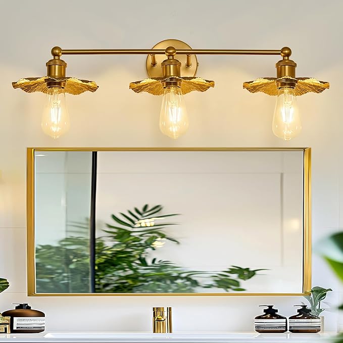 ZGLAOJT 3 Light Vintage Vanity Light Gold Bathroom Light Fixtures Over Mirror. - Image 7