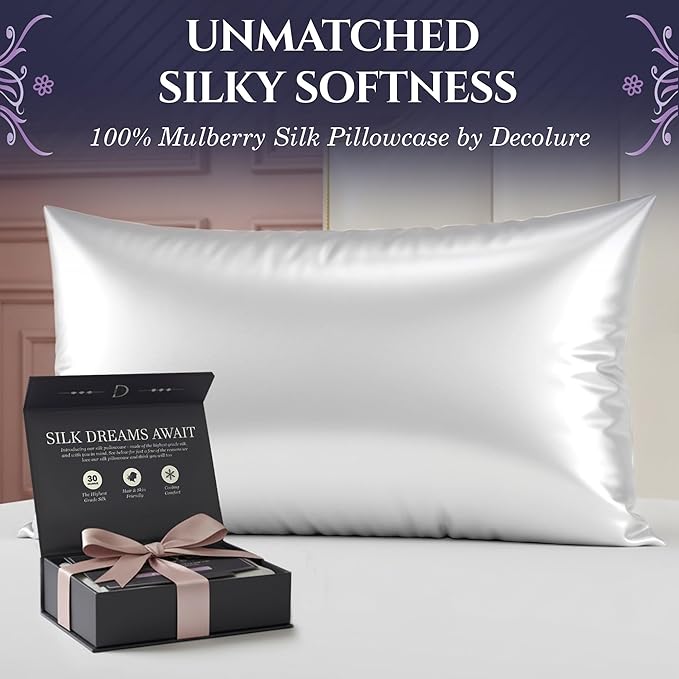 DECOLURE 100% Pure Mulberry Silk Pillow Case King Size – Highest Grade 30 Momme - Image 2