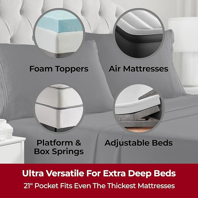 Mellanni Extra Deep California King Sheets - Image 2
