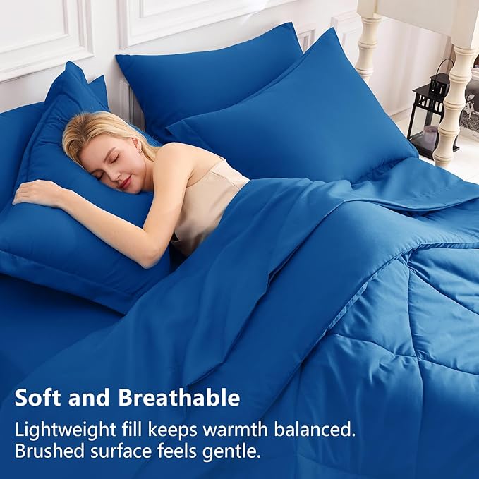 CozyLux King Size Comforter Set Classic Blue - Image 3