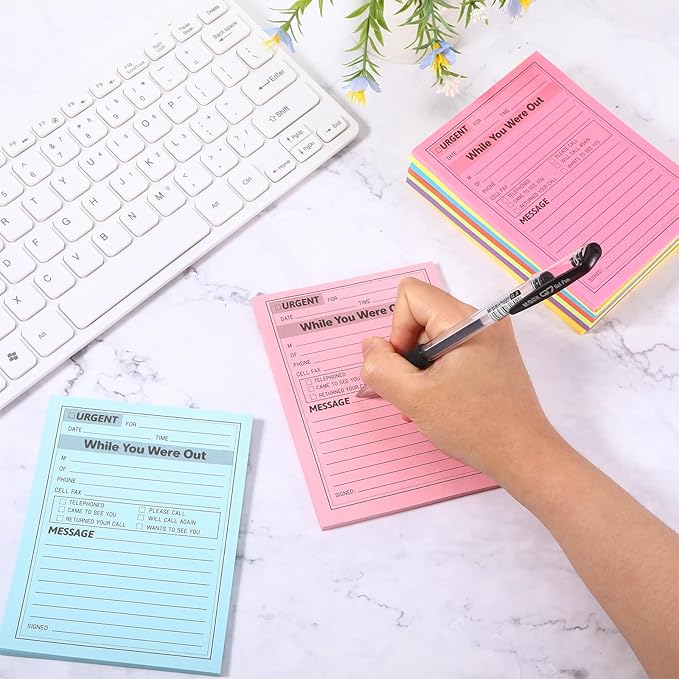 9 Pcs Sticky Phone Message Pad, 5.1×3.9 Inch While You were Out Message Pad, Self-Adhesive Sticky Notes, Fluorescent Color Telephone Notes for Office School Home, 50 Sheets/Pack (9 Colors)