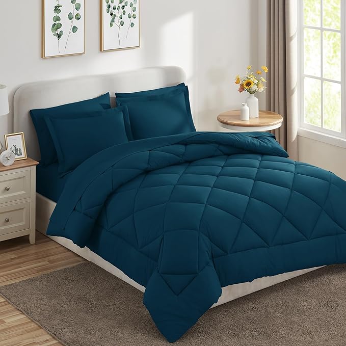 CozyLux King Size Comforter Set Lyons Blue - Image 9