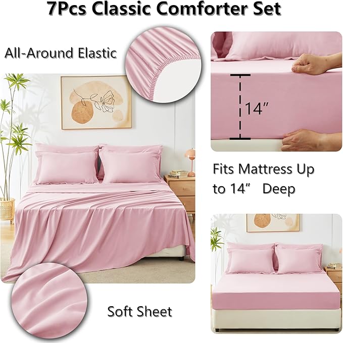 CozyLux Queen Comforter Set Pink - Image 5