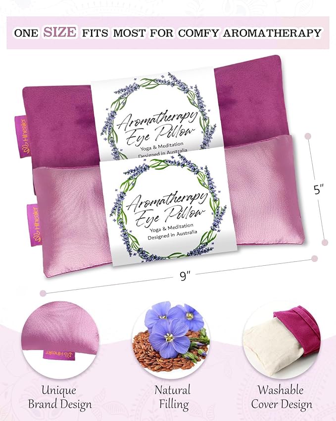 Weighted Eye Mask for Sleep, Meditation, Lavender Eye Pillow Heated for Headache - Image 4