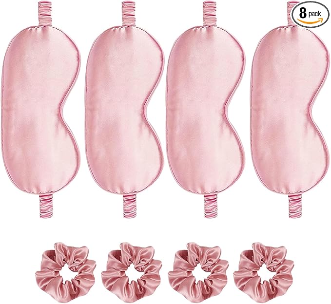 Satin Eye Mask 8Pcs Silk Sleep Masks Silky Blindfold Eyeshade Blackout Eyes by WJingYiJia
