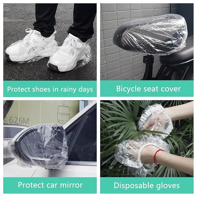 Keeygo Disposable Shower Caps 100 PCS Bath Caps Clear Waterproof Plastic Wraps - Image 6