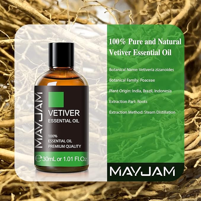 MAYJAM Vetiver Essential Oil 30ML, Pure Vetiver Oil Essential Oils - Image 3