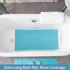 Foldable Silicone Bathtub Mat: Jumbo Size Heavy Duty Safety Bath Mat for Tub Without Suction Cups Non Slip Bath & Shower Mat for Textured, Reglazed, Refinished Tub (Blue, 35.8 x 17.7)