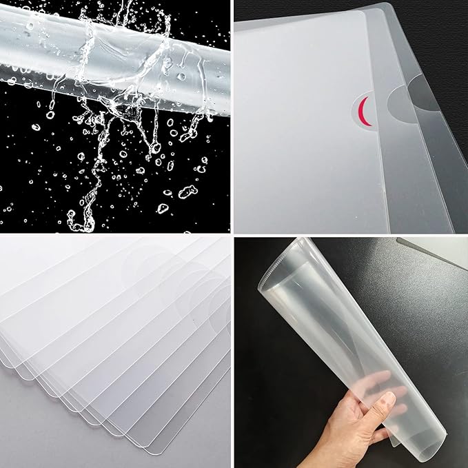 100 Pack Document Clear Plastic Folder Copy Safe Project Pocket LType US Letter Size A4 Paper Sleeves Folders in Transparent with 30 Pieces Index Tabs